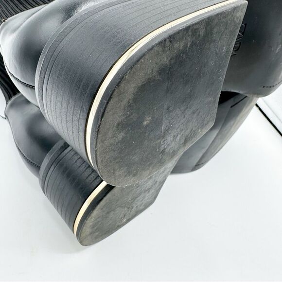 Zara Metal Trim Chunky Heel Black Chelsea Ankle Boots Sz 41 10.5 - Picture 11 of 15